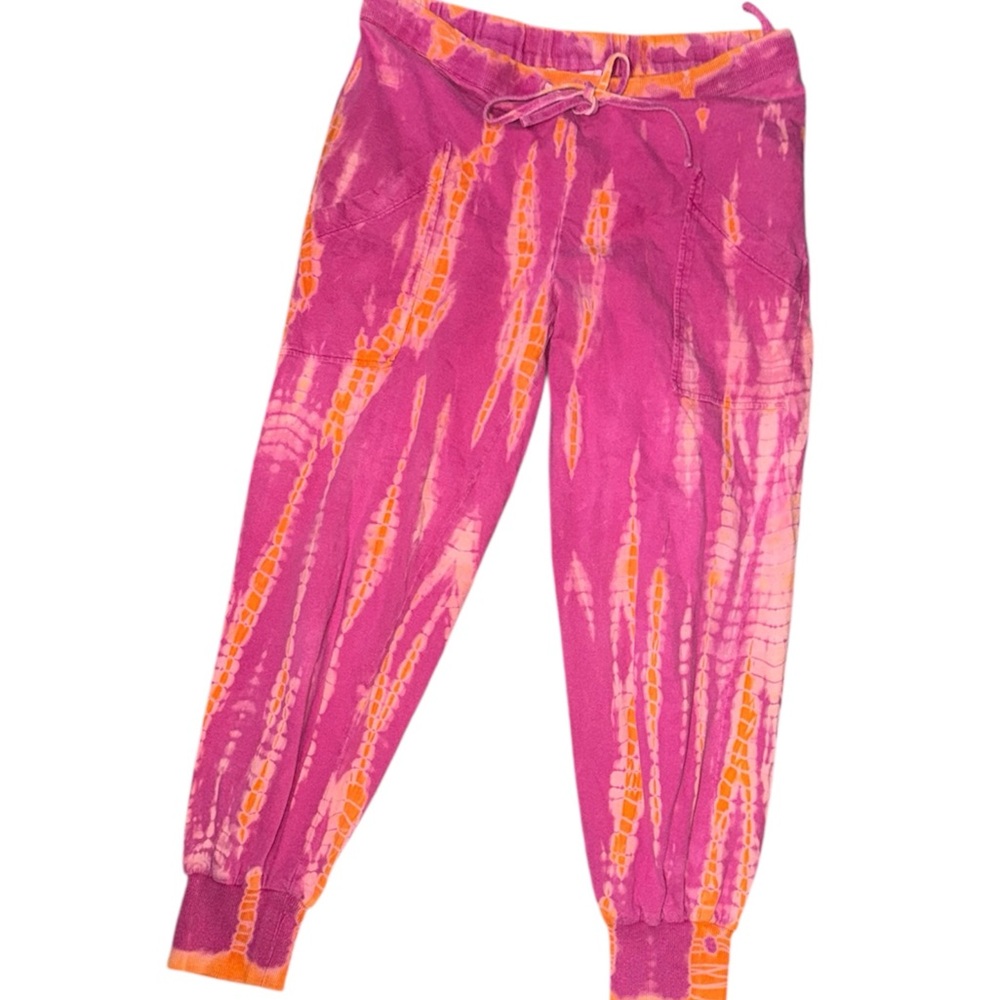 Abacaxi Pink Orange Tie Dye Jogger Pants | Size S–L | Ethical Slow Fashion - Picture 2 of 9